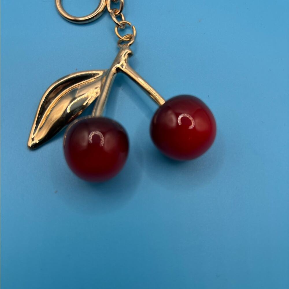 Gold and Red Cherry Bag Charm Keychain - Picture 5 of 5